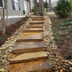 Lake PTC project_Winding Flagstone Stair Case_with River Rock border